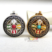 Special offer Tibetan Tantric Nepal craft Cross Vajra Gawu Box Pendant Gold and silver blessing accessories