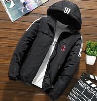 AC Milan fans new autumn and winter padded cotton sports casual hooded jacket coat cotton-padded men's and women's clothing