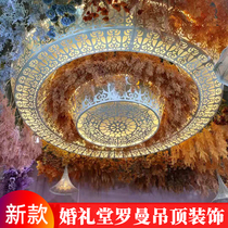 New wedding iron ceiling props Roman three-story ceiling hotel wedding hall stage lights decoration large customization