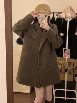taobao agent Retro demi-season suit, long jacket, plus size, 2023 collection, maxi length