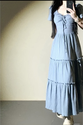 taobao agent Summer dress, long skirt, plus size, french style, fitted
