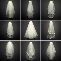 Bride short simple veil female white headdress super Xiansen Korean wedding wedding wedding photo props