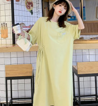 Maternity summer top net red fashion lace-up thin section loose cotton maternity skirt Long skirt Maternity dress female