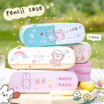 Double-layer pencil case female ins Japanese Net Red Girl heart large capacity high face value simple multifunctional student stationery box