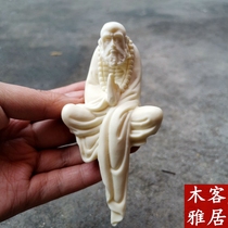 Ivory fruit Dharma Buddha statue table corner study living room portable Zen small ornaments crafts hand-to-hand pieces