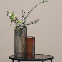 Modern simple colored transparent glass vase living room table Candlestick decoration ornaments flower flower arrangement hydroponic flower arrangement