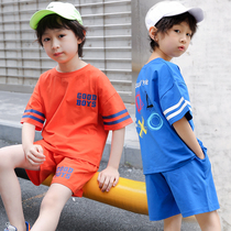 Boy Pure Cotton Suit Summer Fit 2022 Children Leisure loose Sport Two sets CUHK Tong Han version Short sleeve child clothing