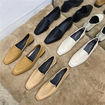 Single shoes 2022 new female INS same lazy person wearing an Inlet wind square head two wearing small leather shoes coarse heel single shoes