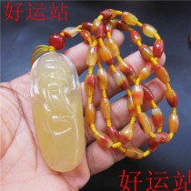 New promotion Yellow Dragon Jade rich god men pendant jade pendant handmade fashion Jade yellow wax stone necklace seed