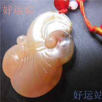 New promotion Yellow Dragon jade water grass material Ruyi Ganoderma lucidum pendant jade pendant handmade Jade yellow wax mascot