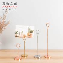 Creative ring metal stainless steel table number plate clip restaurant wedding banquet table on the stage card holder seat card number holder