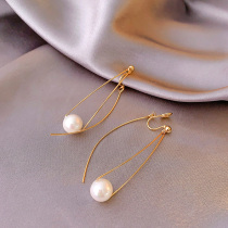 Xinyuan knot clothing with super fairy Pearl mosquito coil ear clip earrings female fairy air Forest earrings earrings