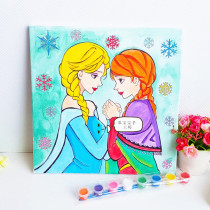 Children's wooden frame fun graffiti watercolor gouache diy princess paint paint paint handmade color filling
