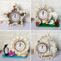 Natural conch shell crafts decorations creative ornaments handmade cute cartoon electronic watch clock