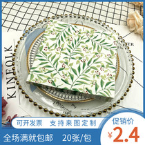 Factory direct new leaf color printed napkin paper towel Western restaurant bakery for facial tissue