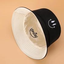  Hat mens and womens hats double-sided embroidery wild basin hat summer sunscreen sunshade net red fisherman hat cute student Korean version