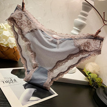 Japanese sexy lace panties womens mid-low waist comfortable cotton crotch sweet girl student briefs underpants