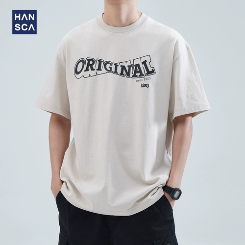 Японская ретро трендовая хлопковая футболка с коротким рукавом для отдыха, оверсайз