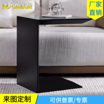 Modern light luxury wooden corner table net red creative style blue side table hotel villa model room simple coffee table