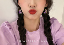 Japan-ROK new abstract Cute Collision Color Loving Ear Accessories womens sweet and beautiful child anecdote Candy Purple earrings earrings