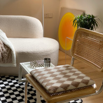 Vintage fashion checkerboard grid lamb cashmere slow rebound memory cotton cushion square window cushion chair cushion can be removed and washed