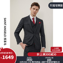 Happy bird Autumn New Men business leisure pure wool suit top buckle slim plaid suit men