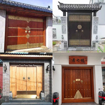 Solid Wood Antique Gate Chinese Style Villa Wall Gate Ancestral Hall Courtyard Double Open Wood Gate Countryside Wall Log Door