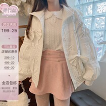 Yogurt design original white niche cotton-padded womens new Japanese small man cotton-padded jacket autumn and winter cotton coat thick