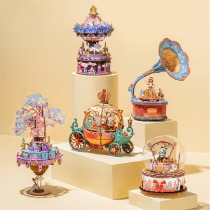 Carousel music box diy handmade gift Ferris wheel record player pumpkin car retro style music box
