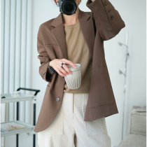 Light City Su Xiaotang) Tencel Wool Suit Good Edition Sa Shuai Free and Easy Shoulder Sleeve Suit Jacket Female 22 Spring