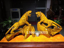 Golden silk Nan wood carving leaf Zhennan tiger ornaments Ebony animal crafts characters gloomy wood root carving ebony