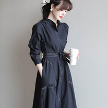 UMOOIE cabinet style two wear dress refined small stand collar slim lace
