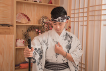 Mens kimono dress Japanese traditional Kimono Yukata gentleman kimono set thick anti-wrinkle-free ironing fiber
