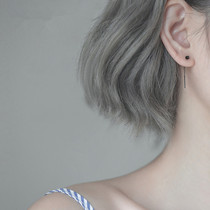 s925 silver black Tetris earline minimalist personality design small beings earrings South Korea 2020 new wave earrings