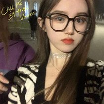 2021 new ultra-light TR90 anti-blue light with myopia black frame glasses Korean version of large frame thin frame female plain face