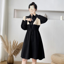Pregnant women dress spring and autumn core yarn casual clothes loose thin belly cover the belly foreign temperament can breastfeeding knitted skirt