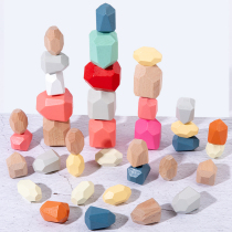 ins Nordic colored stone building blocks childrens stacked stone solid wood stacked music educational toy macaroon ornaments export
