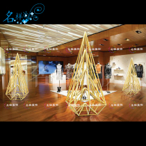 Name sample beauty Chen steel structure sculpture Iron art LED lighting mall DP dot window decoration Christmas tree geometry