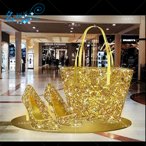 Name sample beauty anniversary store golden high heels bag mall DP point props LED iron glowing shape customization