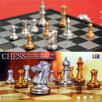 Three-dimensional chess set chessboard adult children training gold and silver magnet magnetic chess portable folding board