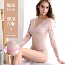 Autumn and Winter V low collar postpartum breastfeeding feeding autumn clothes warm top wear long sleeve thin base shirt body shaping thin model