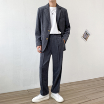 Korean high-grade ins corduroy loose suit suit suit men Korean version of ruffie Street casual suit jacket tide