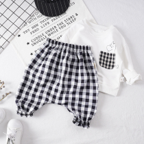 Summer money boy baby big crotch fart pants children male and female thin sheets plaid large pp anti-mosquito casual pants