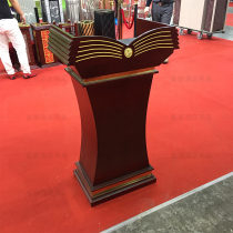 Hotel restaurant curved welcome reception desk solid wood podium speaker desk