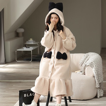 Sandro Vicari plush robe women 2021 new winter long warm cute pajamas bathrobe home clothes