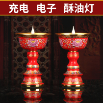 Charging led electronic Buddha lamp ghee lamp holder home Buddha lotus lamp long light electric candle lamp small and medium number