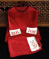 Embroidery 2021 new silk pajamas set female spring and autumn retro Chinese style Silk Loose long sleeve home clothing summer