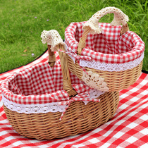 Rattan basket portable Japanese shopping egg basket basket storage basket shopping basket small bamboo basket gift basket picnic fruit basket