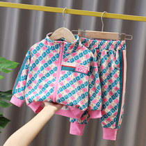 Girls spring clothing suit 2022 new internet red trendy female baby Yangqi Childrens clothing Spring and autumn season Two sets