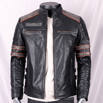 Special price pick-up Leakage Head Layer Cow Leather Leather Leather Clothing Short neckline Skull Embroidered Jacket jacket Moto riding jacket Moto